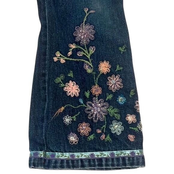 Vintage Y2K GAP Kids Embroidered Flare Jeans Sz 5 Floral Boho Festival - Picture 11 of 11